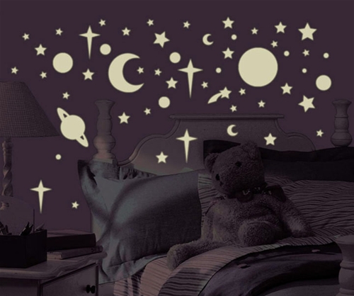 Samolepky Nebe,Slunce,Měsíc,hvězdy Svítící samolepky - samolepící dekorace na zeď Hvězdy nálepky pro děti RoomMates (0,5cm x 36 cm)