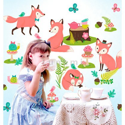 Dekorativní obrázky lišek jako dekorace a inspirace výzdoby dětského pokoje.