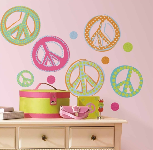 Samolepky Hippie styl - Hippies Samolepky Hippie styl - Hippies dětské samolepící obrázky nálepky dekorace RoomMates(4ks ( á 25 cm x 44,5 cm ) )