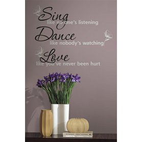 Samolepky Sing, Dance, Love - dekory text