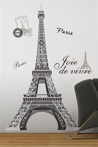 Samolepka Eiffelova věž - Paříž Samolepky na zeď Paříž Eiffelova věž (140x81cm) samolepící tapety obrázky nálepky RoomMates