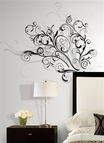 Samolepka Květinová fantazie Samolepky na zeď - samolepka Květinová fantazie(92,5-75cm),dekorace,samolepící dekorační obrázky,nálepky RoomMates
