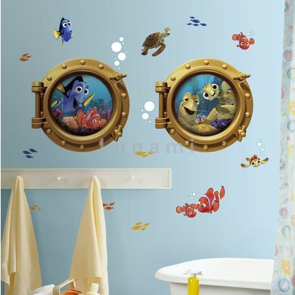 Dekorace do dětského pokoje, do koupelny, k bazénům. Samolepky Finding Nemo.
