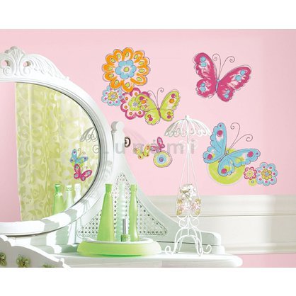 Samolepící obrázky motýlů. Dekorační samolepky pro děti a dětský pokoj. Inspirace výzdoby