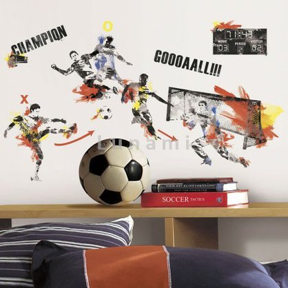 Samolepící dekorace na zeď pro chlapecký dětský pokoj. Samolepky fotbalisté.