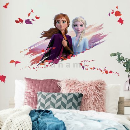 Samolepky na zeď dětského pokoje Frozen Anna a Elsa